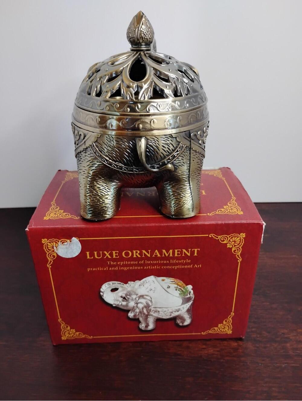 Lucky Luxe‎ Elephant Ornament Bronze Toned Decorative Home Accent Global Style - Picture 6 of 9